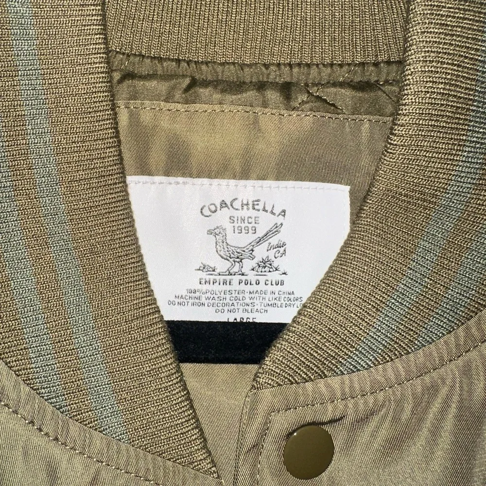 Coachella Olive Green Embroidered Bomber Jacket - Picture 3 of 3